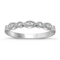 10K bijelo zlato CTW Dijamantni milgrain Stack prsten