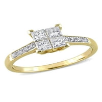 Miabella Ženska karat T.W. Princeza izrezana i okrugla dijamantni zaručnički prsten od 10kt žutog zlata