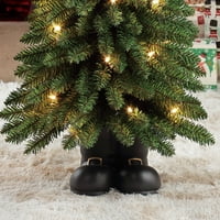 Vrijeme odmora koji stoji Djed Božićnjak unaprijed osvijetljeno božićno drvce s jasnim svjetlima, 3 '