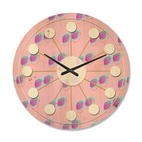 DesignArt 'Pink Fashion Sažetak retro uzorka I' Moderni zidni sat iz sredine stoljeća