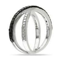 Crni dijamantski srebrni prsten