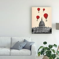 Zaštitni znak likovna umjetnost 'Us Capitol Building and Red Hot Air Balloons' platno umjetnost Fab Funky