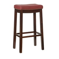 Linon Cessford 32 Backless Bar Stolica, tamno smeđa s crvenom fau kožom, uključuje stolicu