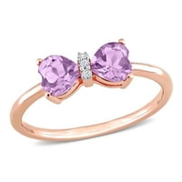 Miabella Ženska karat T.G.W. Ametist i okrugli dijamantni naglasak na srcu 10kt ružičasti ružičasti prsten od ruže
