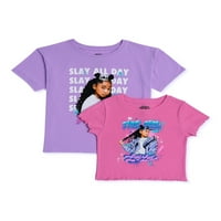 Lie-lay djevojke grafičke majice s kratkim rukavima, 2-pack, veličine 4- & plus