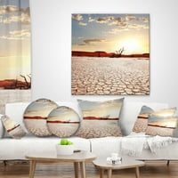 DesignArt Namib pustinja s ispucanom zemljom - pejzažni tiskani jastuk za bacanje - 18x18