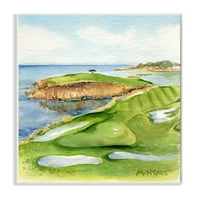 Stupell Industries Pebble Beach Cliffside Golf Course Meki akvarelni zidni plak, 19, Dizajn Melissa Hyatt LLC