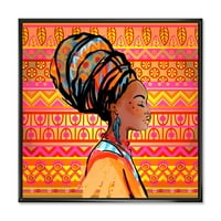 Dizajnerska umjetnost portret afroameričke žene u turbanu Moderni uokvireni zidni otisak na platnu