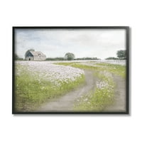_ Mirna seoska cesta, cvjetni pupoljci seoskog cvijeća, slika u crnom okviru, zidni tisak, dizajn Kim Allen