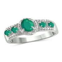 Draguljari Smaragdni prsten nakit za rođenje - 0. karat smaragd 0. nakit od srebrnog prstena od sterlinga s bijelim