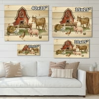 Dizajnerski crtež Seoska kuća s guskom, kravom, svinjom, piletinom i plastom sijena u rustikalnom stilu na prirodnom