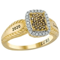 Personalizirani prsten za žensku Lyn klasu dostupan u srebrom sterlinga, zlato preko srebra, 10k žutog i bijelog