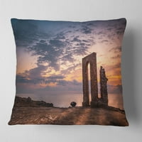 Povijesne afričke ruševine DesignArt na Sunset - pejzažni tiskani jastuk za bacanje - 18x18