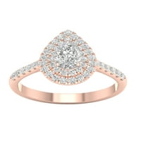 Imperial ct tdw kruška dijamant dvostruki halo zaručnički prsten u 10k ružičastom zlatu