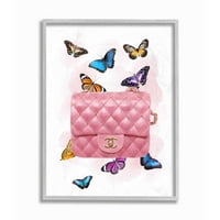 Stupell Industries Šareni leptiri i modni kvačilo ružičasti dizajn uokvireni zidni umjetnički dizajn Ziwei Li, 16