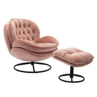 Baršunasta rotirajuća stolica s naglaskom s otomanom moderna ležaljka s klupom za noge Udobna TV stolica s metalnim