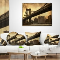 Designart Dark Manhattan most - jastuk za bacanje fotografije - 18x18