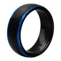 Muški crni i plavi volfram satenski završni završni završni stupanj STEP Wedding Band - Muški prsten