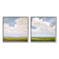 Stupell Industries Panoramski oblaci preko slikanja sive boje sive uokvirene umjetničke print zidne umjetnosti,