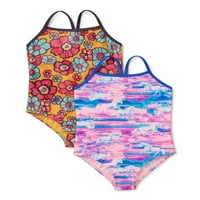 Wonder Nation Girls Tiskao je jednodijelni kupaći kostim, 2-paket, veličine 4- & Plus