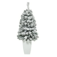 3,5 ft. Potpuni rock opruge Spruce Umjetno božićno drvce s bistrim LED svjetlima u planu od bijelog metala