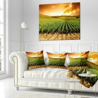 DesignArt Sunset Vineyard Panorama - Jastuk za bacanje s tiskanom pejzažom - 18x18