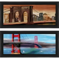 Uokvireni grafički šareni mostovi zidna umjetnost, set od 2