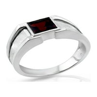 Sterling Silver Square Garnet muški prsten