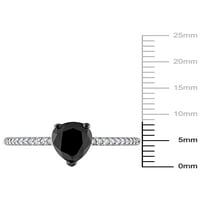1- Karat T.W. Crno -bijeli dijamant 14KT zaručnički prsten od bijelog zlata suza