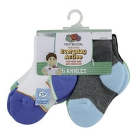 Dječak za bebe mališana svakodnevno aktivne čarape za gležnjeve, 6-pack