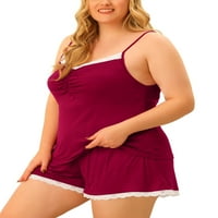 Jedinstvene ponude ženske plus veličine pidžame kontrastna boja cami čipka