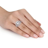 Miabella Ženska 2- CT stvorena Sapphire & Diamond 10kt White Gold Halo 2-komadića vjenčana prstenova set