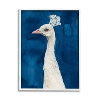 Stupell Industries prekrasno kraljevsko plavo bijelo perje paunovo portret 20, dizajn Grace Popp