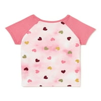 Ganimals Baby and Toddler Girls 'Hearts' Teagy Boit Print Raglan majica s kratkim rukavima, veličine 12m-5T