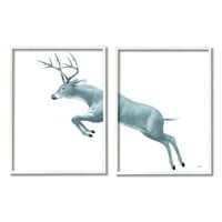 Stupell Industries Minimalistički monokromatski rogovi jelena skakajući ilustracija, 14, dizajn Mela Fay