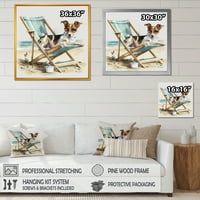 DesignArt pas koji leži na stolici na plaži III platno zidna umjetnost