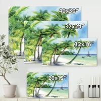 DesignArt 'palme s ljetnom plažom' nautička i obalna platna zidna umjetnička tiska