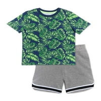 Komplet odjeće za dječake u donjem dijelu: Majica i pletene kratke hlače od 2 komada, veličine 5-8