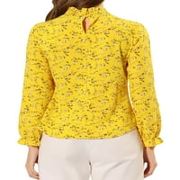 Jedinstveni prijedlozi ženska Vintage bluza s volanima na vratu i cvjetnim Dugim rukavima
