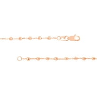 14K ružičasto zlato ženska ogrlica kablovskih lanaca w Disco Beads