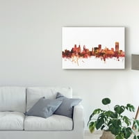 Zaštitni znak likovne umjetnosti 'Buffalo New York Skyline Red' platno umjetnost Michaela Tompsetta