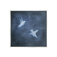 Stupell dvije ptice plave apstraktne siluete životinje i insekti Slikarstvo zidna ploča umjetnički tisak bez okvira