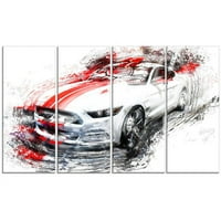 Dizajn umjetnosti bijeli i crveni sportski automobil, ploče, 48 28