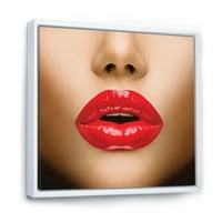Seksi ženske usne Prekrasan make-up izbliza poljubac u okviru fotografije Umjetnički print platno