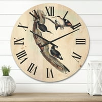 DesignArt 'drevne australske ptičje ilustracije I' tradicionalni drveni zidni sat