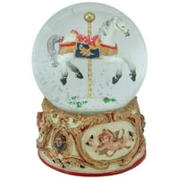 NorthLight Musical Rousel Horse Konj s snježnim globusom od smole