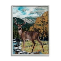 Stupell rustikalni jeleni divljih životinja slikaju životinje i insekte slikajući siva uokvirena umjetnička print