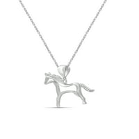 Jewelersclub Accent White Diamond Sterling Silver Horse privjesak