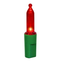 Red LED mini božićna lampica sa 50 brojeva sa zelenom žicom, 11 ', vrijeme za odmor