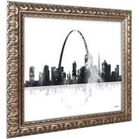 Zaštitni znak likovna umjetnost St Louis Missouri Skyline Canvas Art by Marlene Watson, zlatni ukrašeni okvir